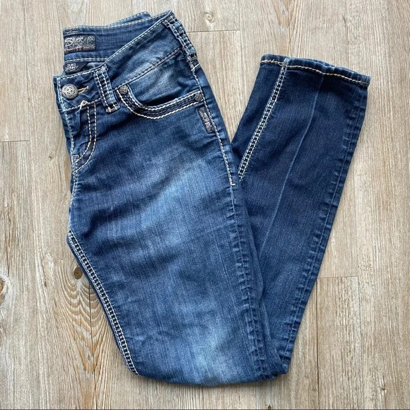 SILVER | Distressed  Suki Skinny Jeans - Picture 1 of 12